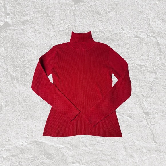 Casual Corner Sweaters - Vintage Casual Corner Turtleneck Sweater Women Sz M Red Ribbed Knit Top Gilmore